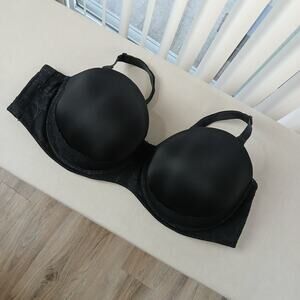 Torrid Curve Strapless Push-up Smooth Bra 46F black underwire multiway 10447144